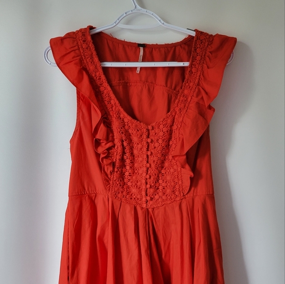 Free People Red Sleeveless Fit and Flare Dress Sz Small - Picture 10 of 12